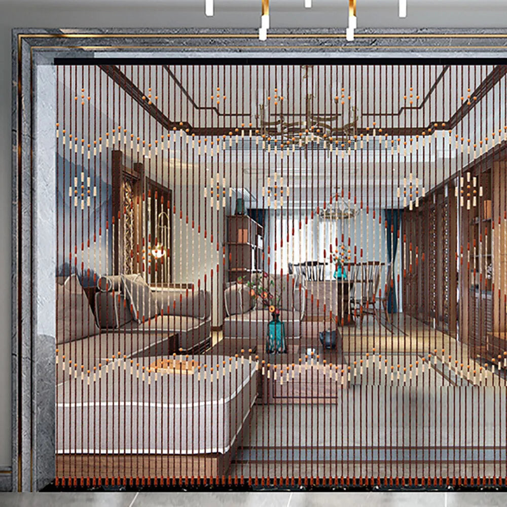Natural Retro Wooden Beaded Door Curtain 31 Lines Classical String Curtain Porch Decoration for Bedroom 90*208CM Chocolate