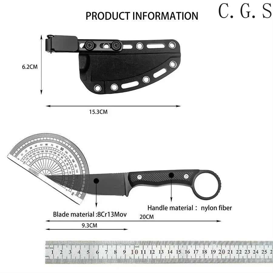 Speedgoat Fixed Blade Outdoor Straight Knife Nylon Wave Fiber Handle EDC Outdoor Hunting Survival Portable with Kydex Knives