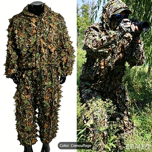 3D Lightweight Ghillie Suit Hooded Camouflage Hunting Clothing