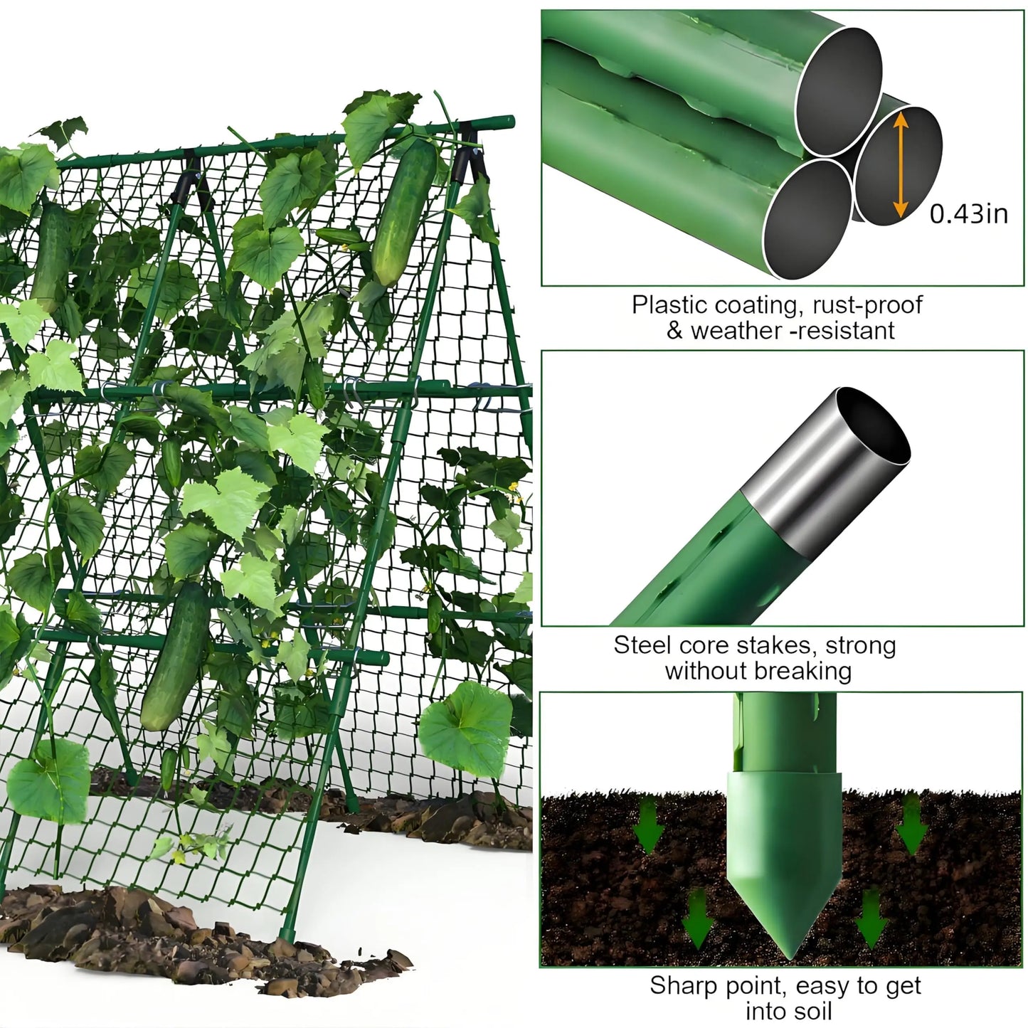 Raised Bed Trellis, 4x4 ft Metal A-Frame Garden Trellis with Netting, Outdoor Support for Climbing Vegetables Tomatoes Cucumbers