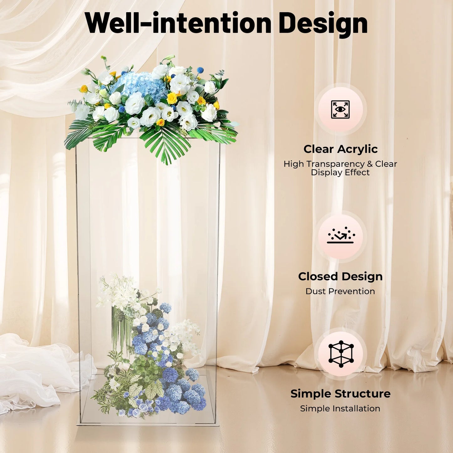 Acrylic Display Stand Freestanding Acrylic Display Case Acrylic Display Box For Action Figures Collectibles Flowers 30*30*60cm