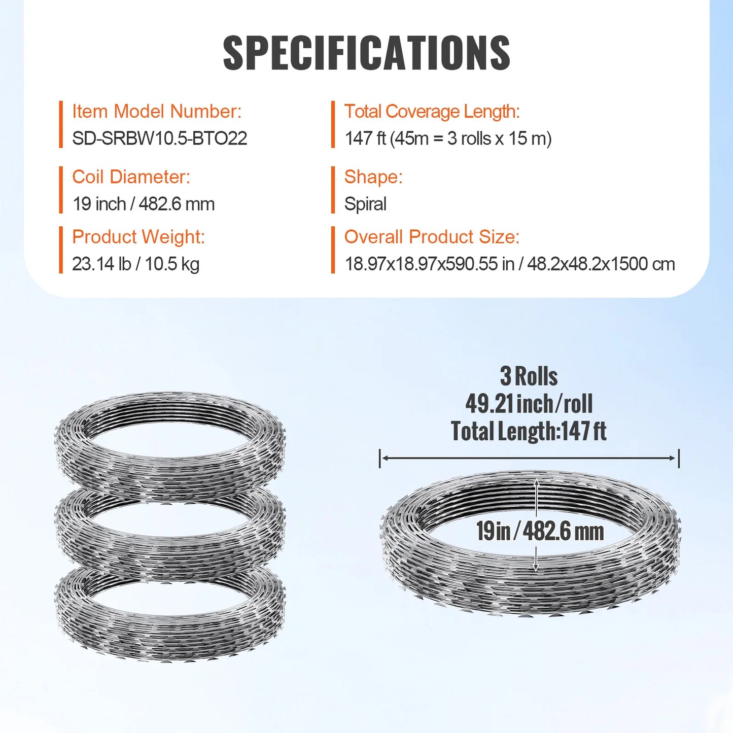 SucceBuy Razor Wires Razor Barbed Wire Razor Wire Fencing Fence Double Spiral Barbed Wire Galvanized Wire Rolls Razor for Garden