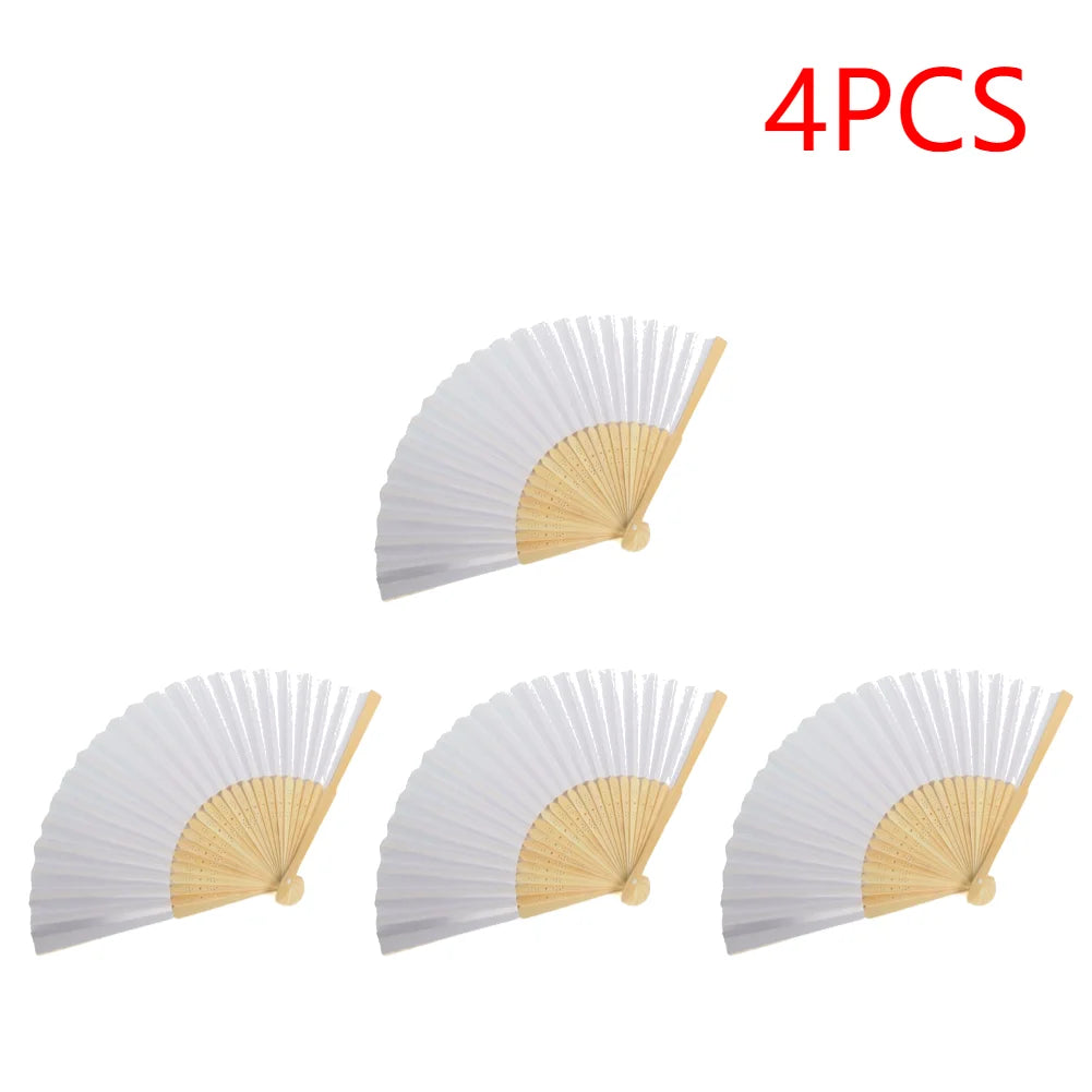 1-50PCS White Hand Folding Fan Graffitable Bamboo Folding Fan Portable Chinese Fan for church wedding gifts party Room Decor