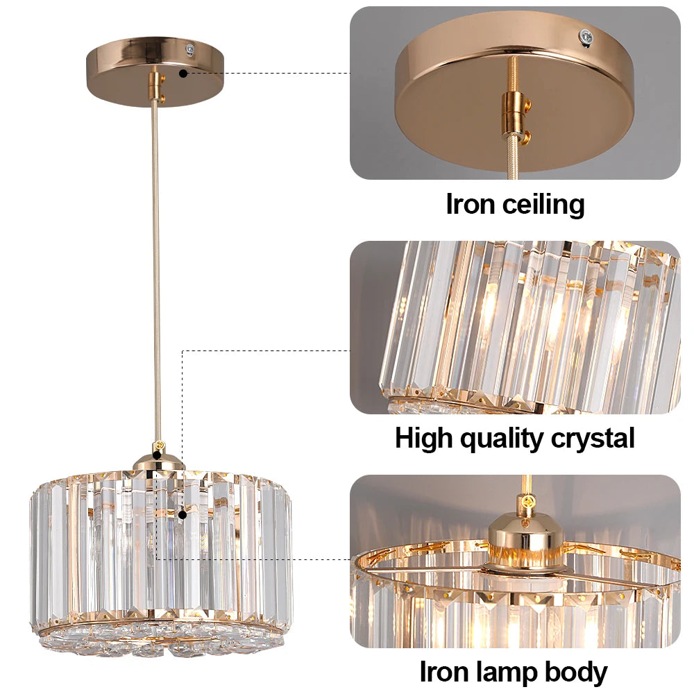 GreeLustr Modern Crystal Pendant Light Chandelier for Living Room