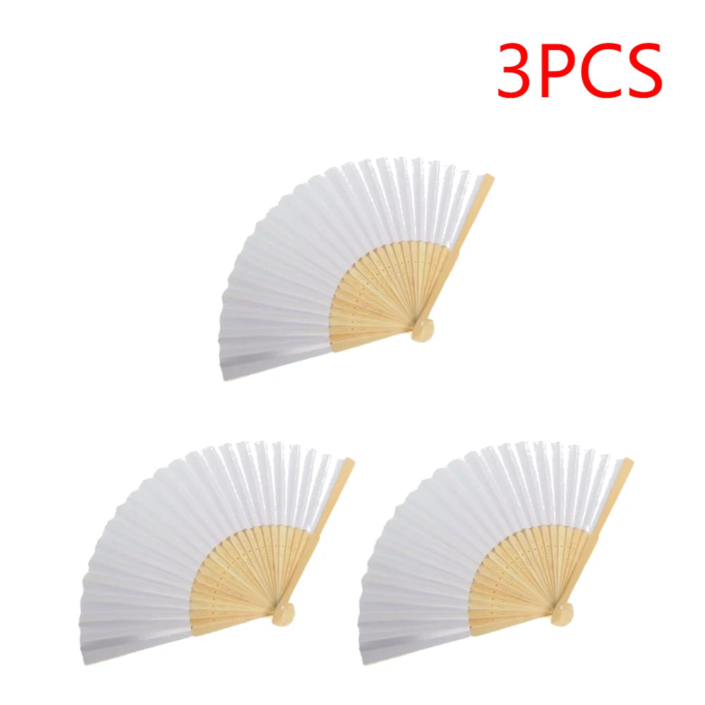 1-50PCS White Hand Folding Fan Graffitable Bamboo Folding Fan Portable Chinese Fan for church wedding gifts party Room Decor