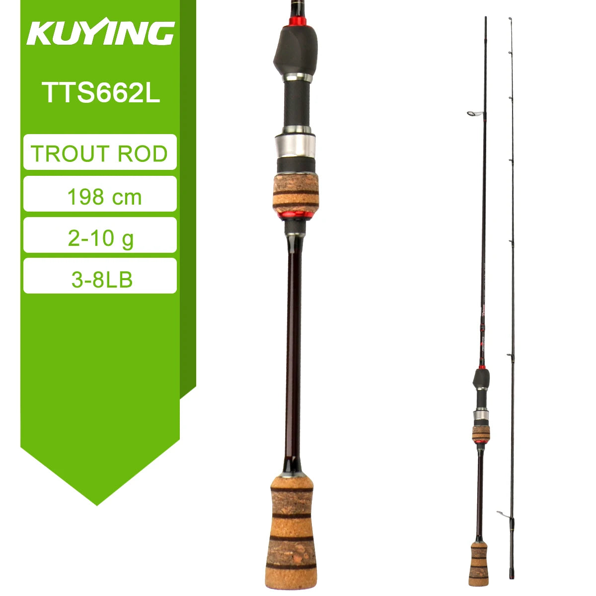 Kuying Teton Spinning Casting Rod BFS Pole Carbon 0.8-8g 1-8lb