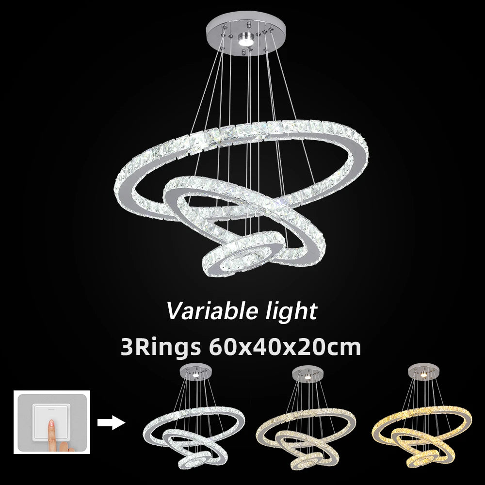 GreeLustr Crystal Chrome Led Pendant Light Chandelier Fixture