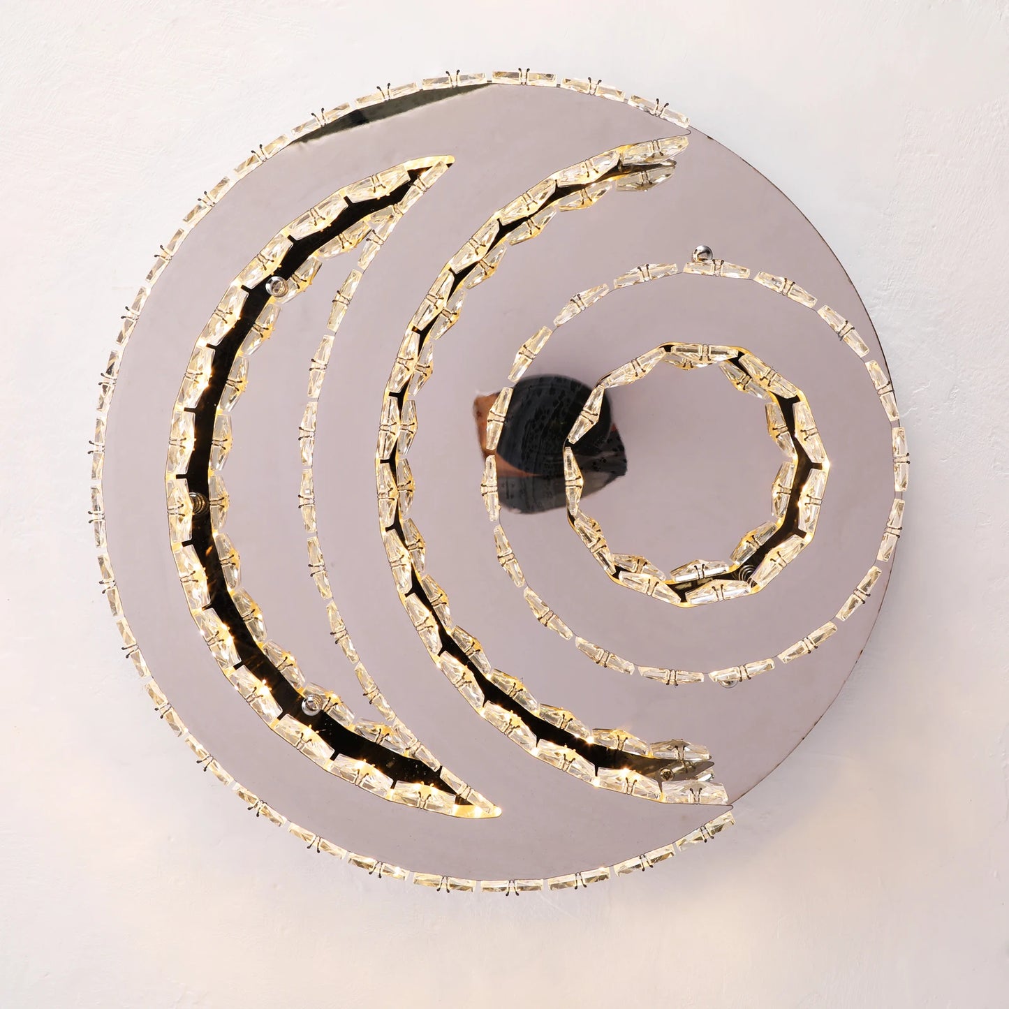 GreeLustr Crystal LED Sun Moon Ceiling Pendant Chandelier