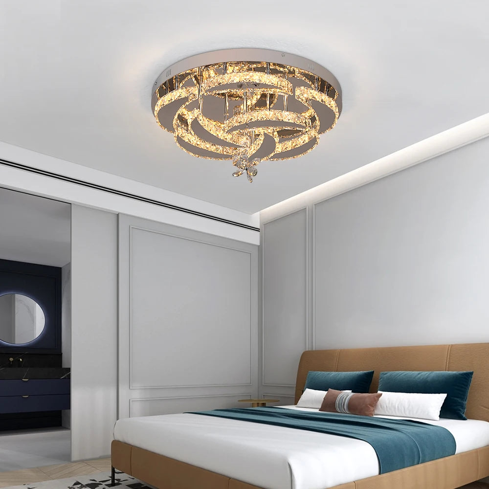 VETRULUS Modern Crystal LED Chandelier Ceiling Light For Living Room