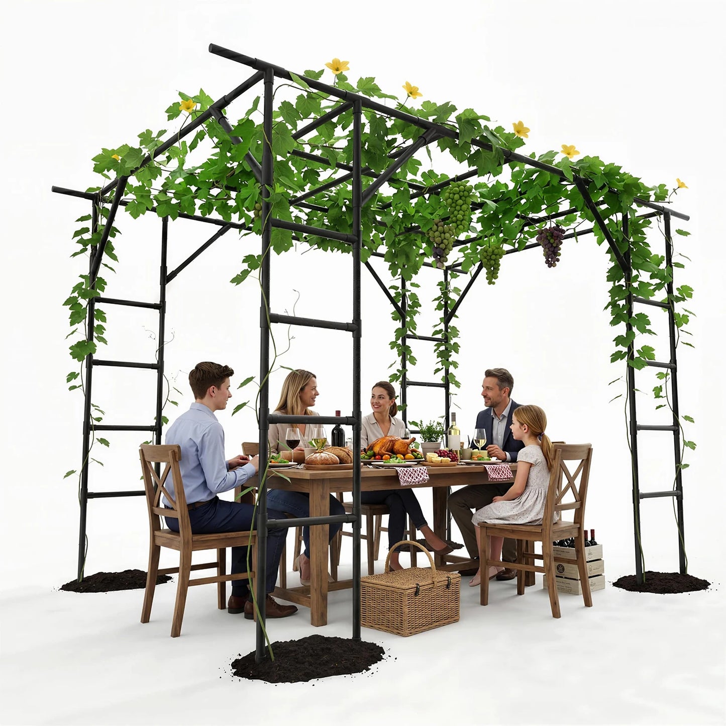 132in Garden Arch Trellis For Cucumber Grape Vine, Heavy Duty Metal Plant Trellis For Climbing Vegetables Flowers Raised Beds