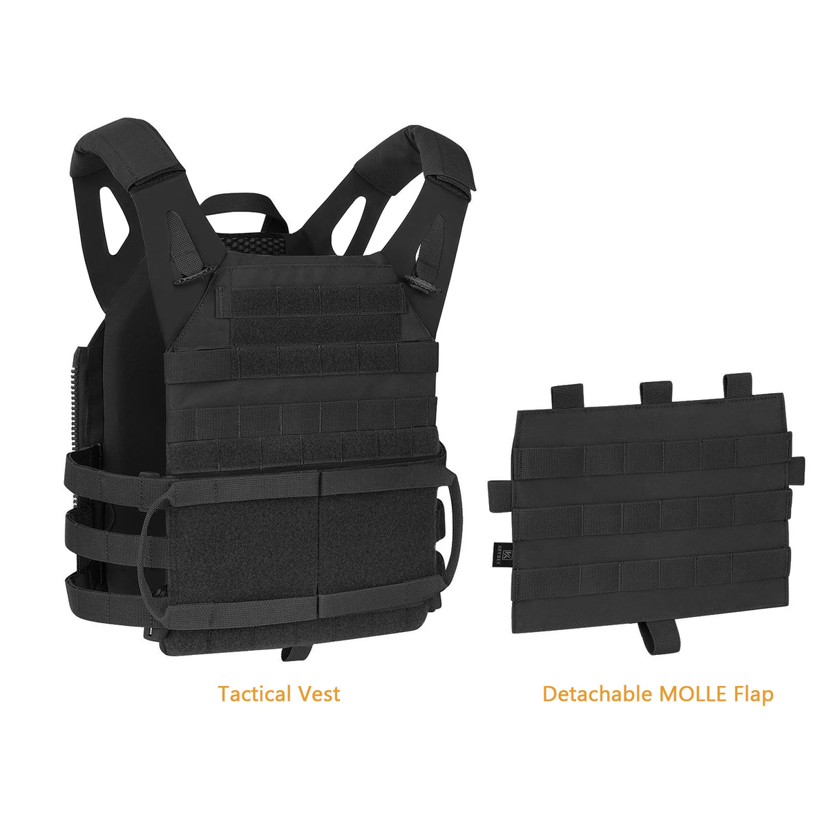 KRYDEX 500D Nylon Tactical Vest Jumpable Plate Carrier MOLLE Front Flap Panel Backpack Hunting Ranger Green Camo Men's Vest