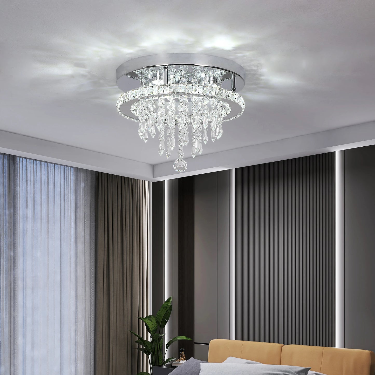 VETRULUS Modern Crystal LED Chandelier Ceiling Light Pendant Fixture