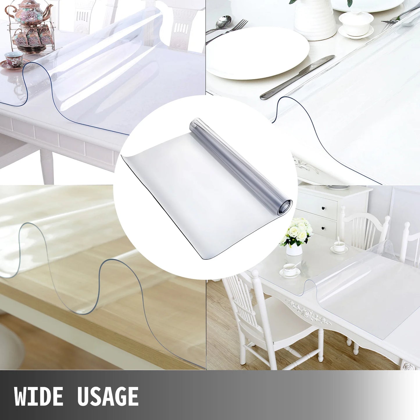PVC Tablecloth Transparent Waterproof Oilproof Protector For Dining Tables
