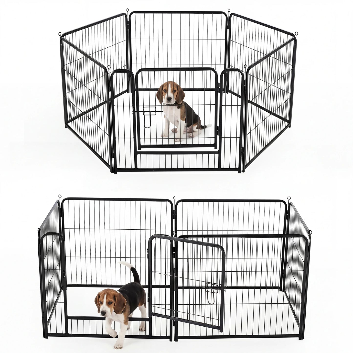 JHK Metal Dog Playpen 6 Panels Foldable Outdoor Yard Fence