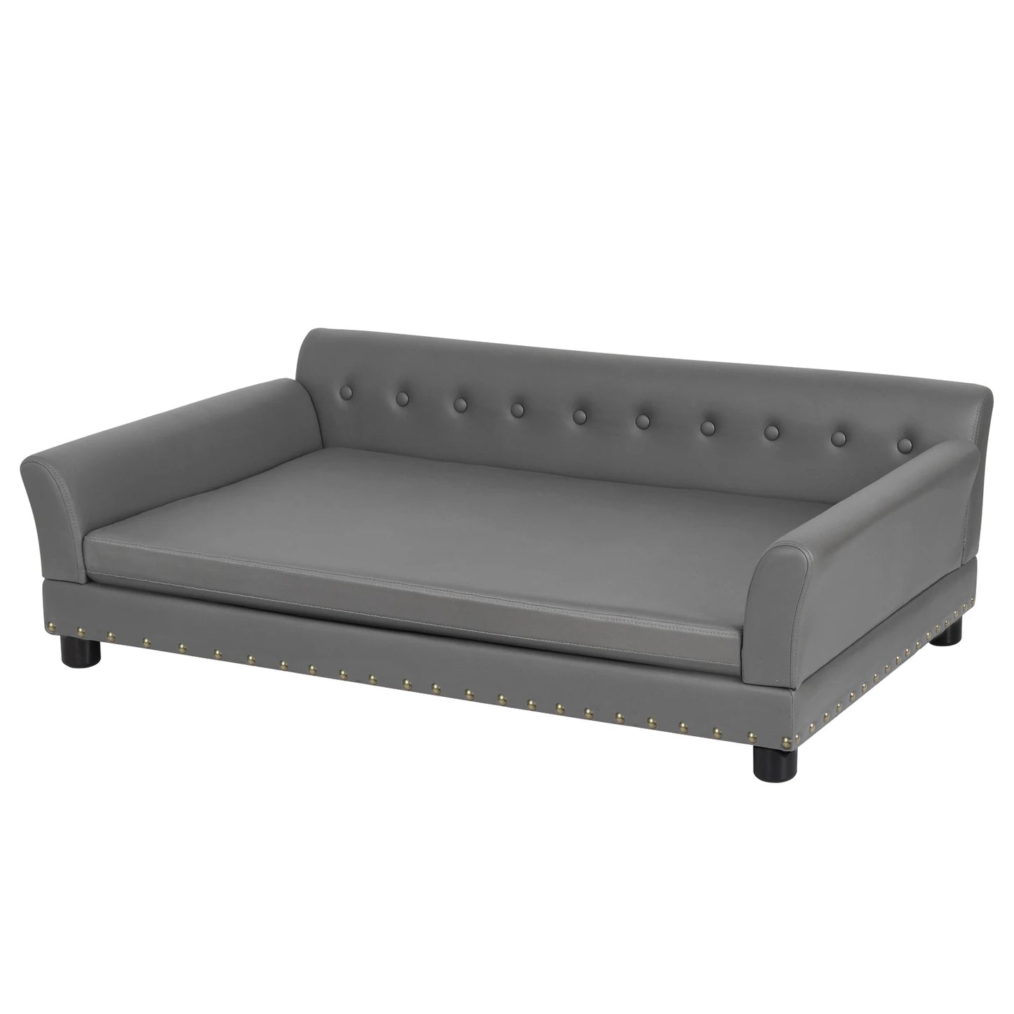 BINGOPAW Elevated Rectangle Dog Bed Sofa Durable Waterproof Leather