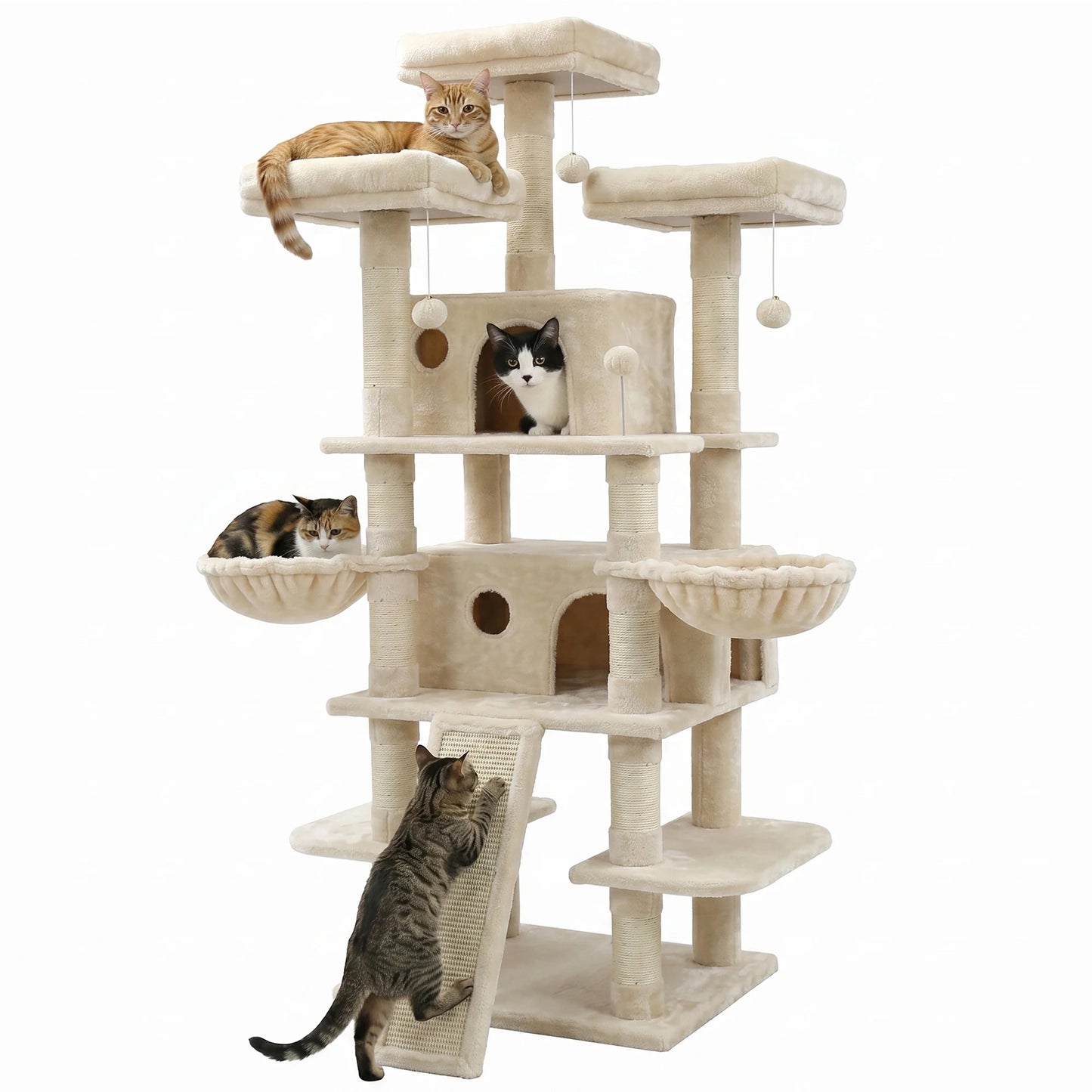 FOOWIN Large Multi Level Cat Tree With Condos And Perches