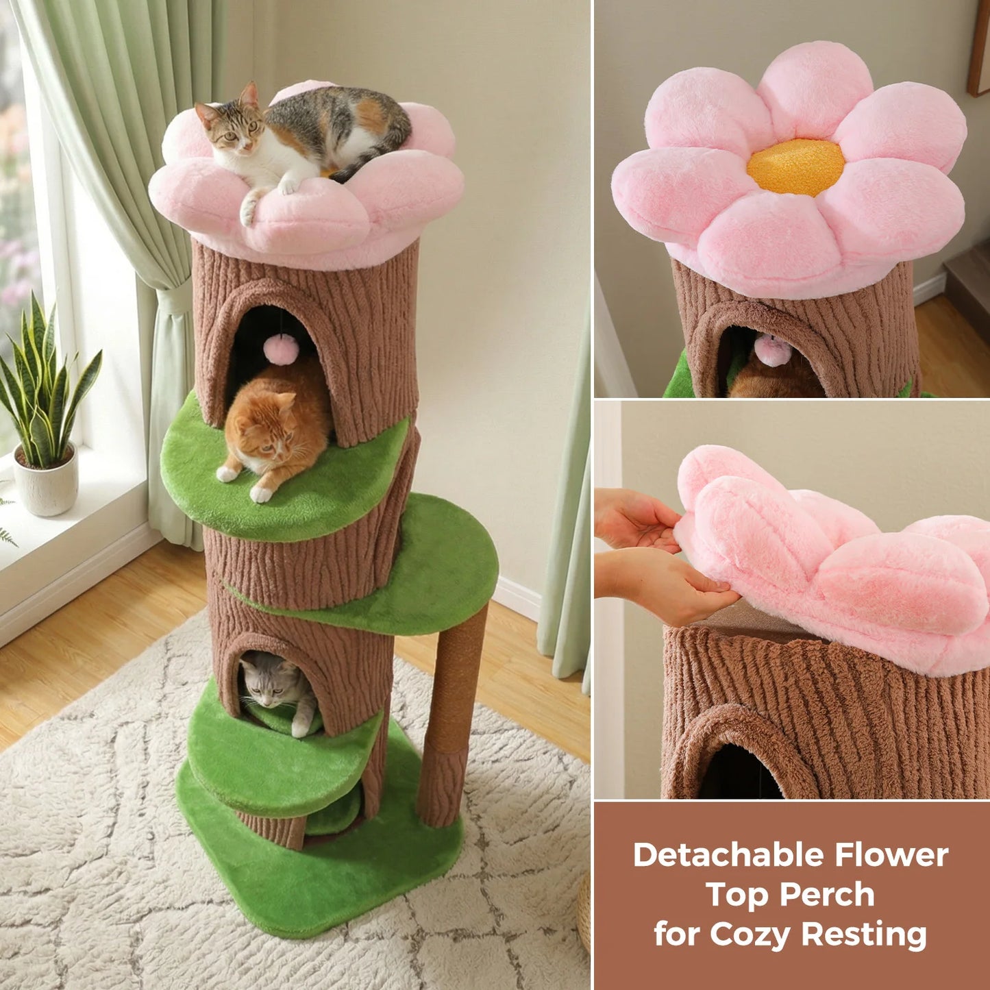 PAWZ Road Large Cat Tree Four Condos And Scratching Post