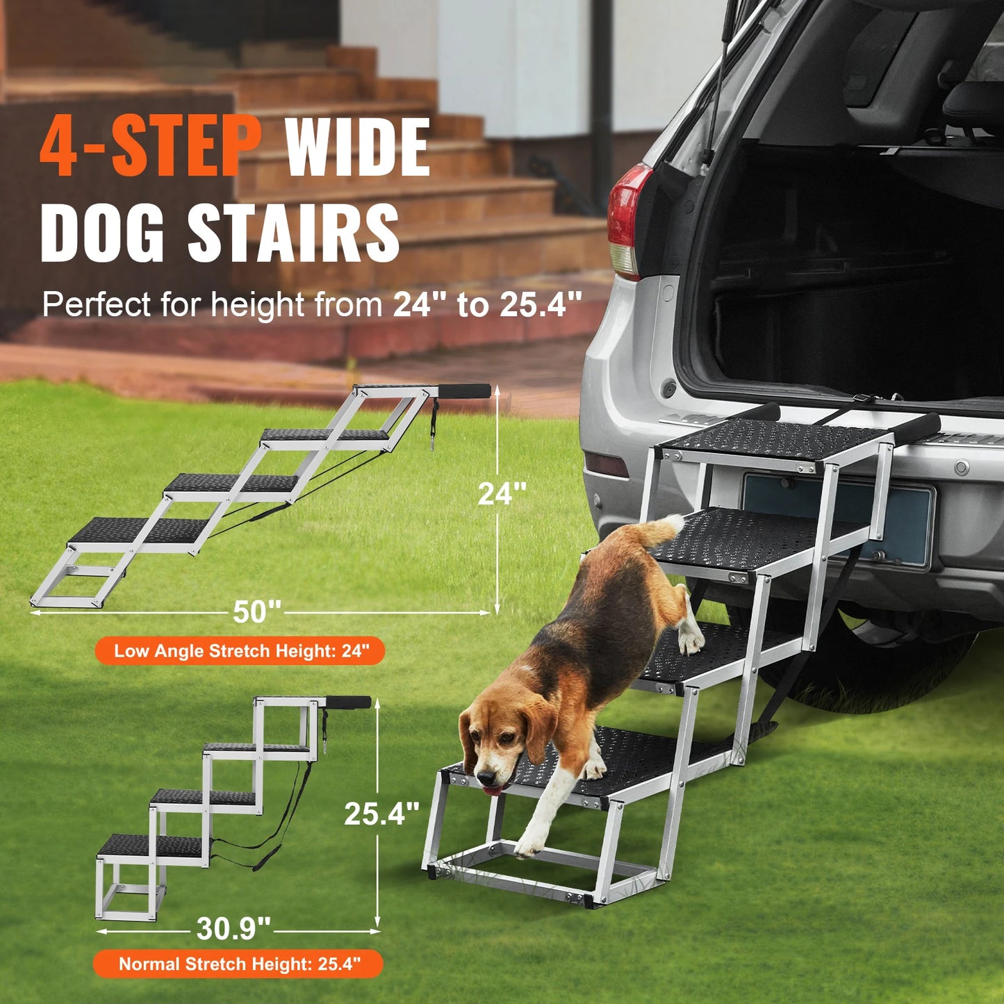 SucceBuy Folding Dog Car Steps Portable Aluminum Pet Steps