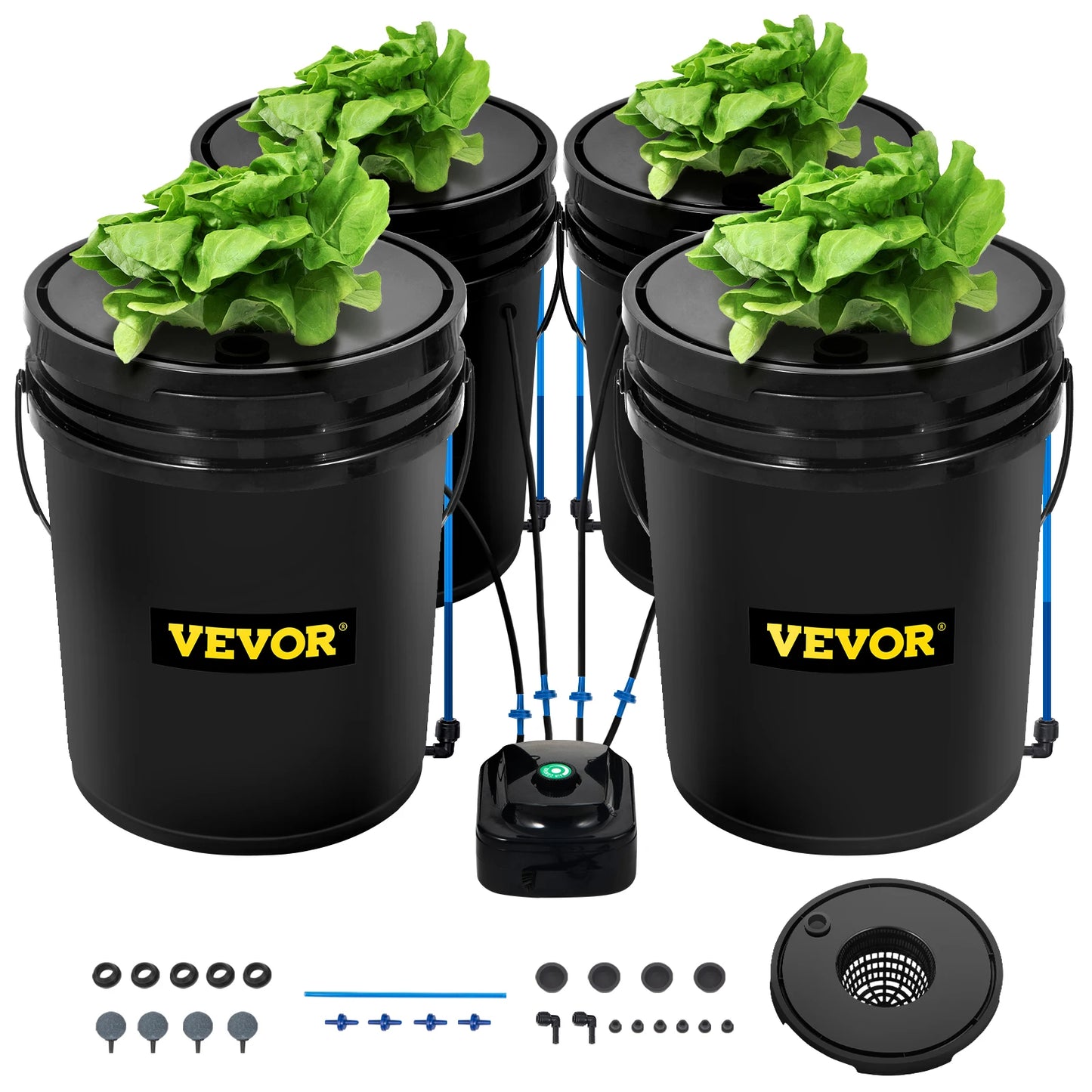 SucceBuy Hydroponics Deep Water Culture DWC Hydroponic System 5 Gallon 4 / 5 / 8 Buckets Hydroponic Systems, Parts & Accessories
