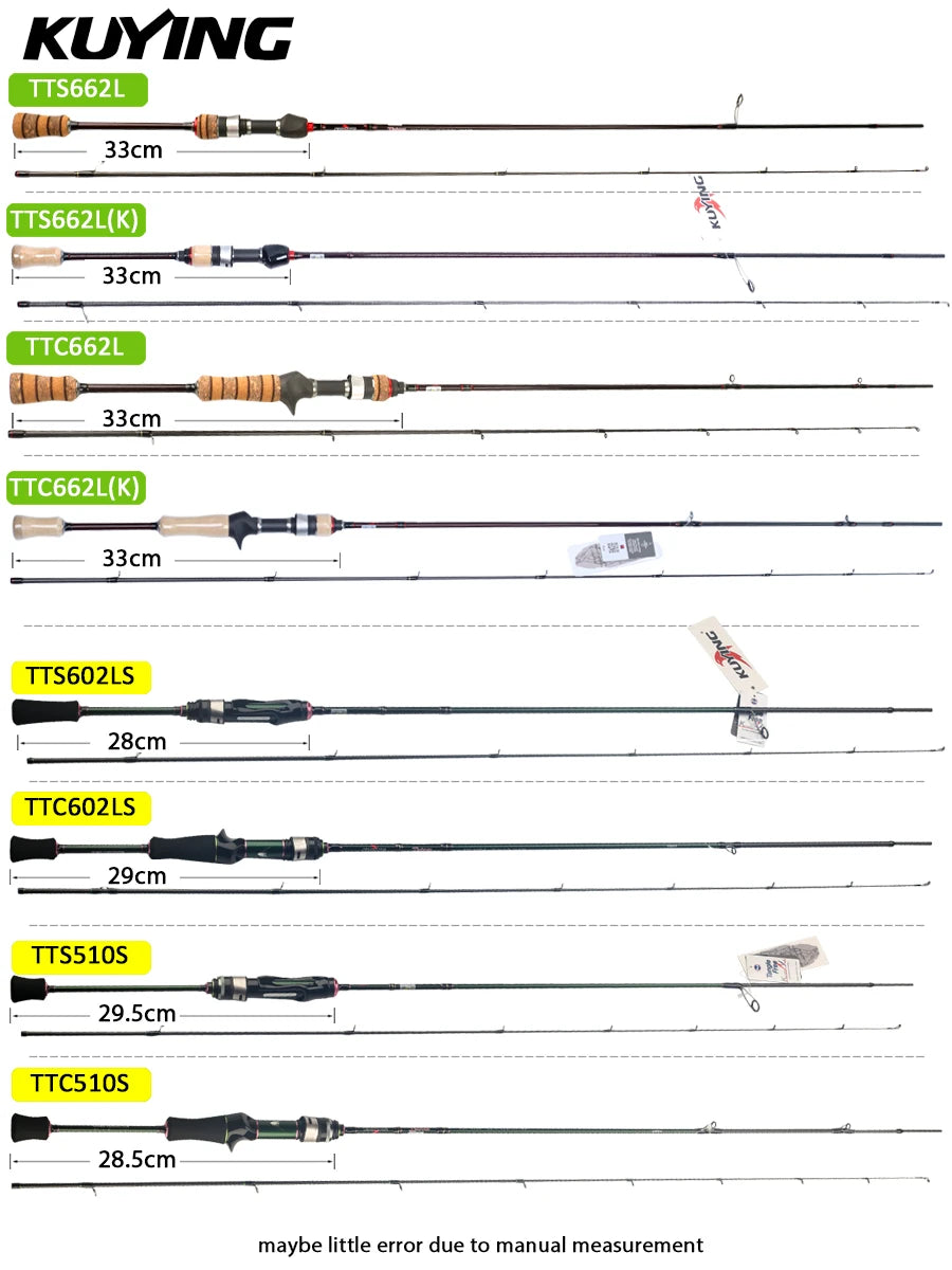 Kuying Teton Spinning Casting Rod BFS Pole Carbon 0.8-8g 1-8lb