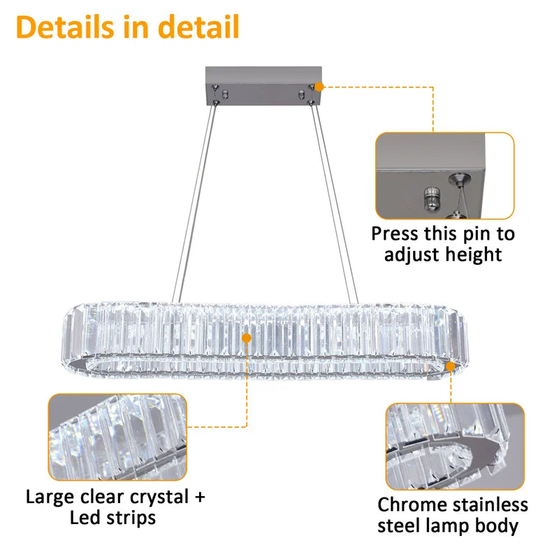 GreeLustr Modern Crystal Chandelier For Living Room Dining Area