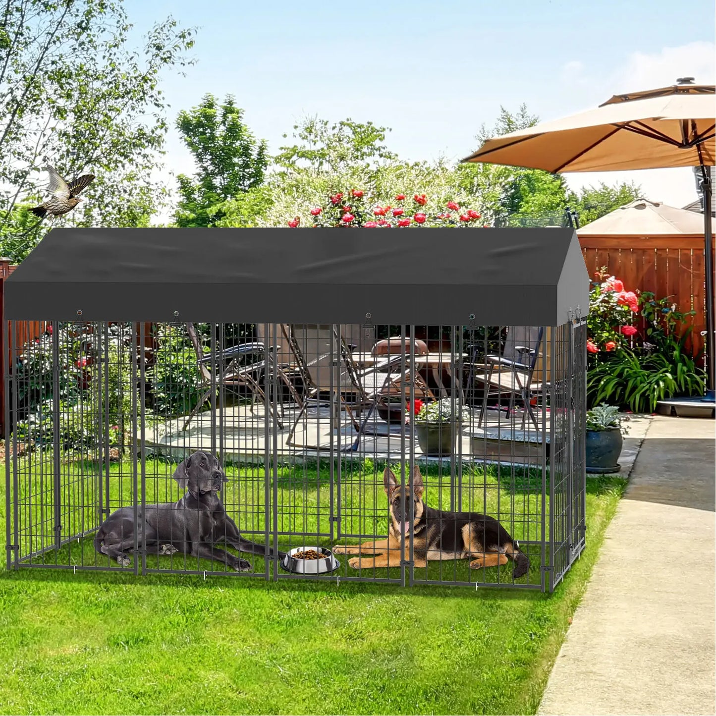 Dog Cage Pet Run Enclosure Playpen With Roof Outdoor Kennel