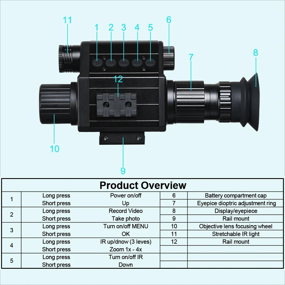 Tensdarcam Digital Night Vision Monocular With Infrared Camera