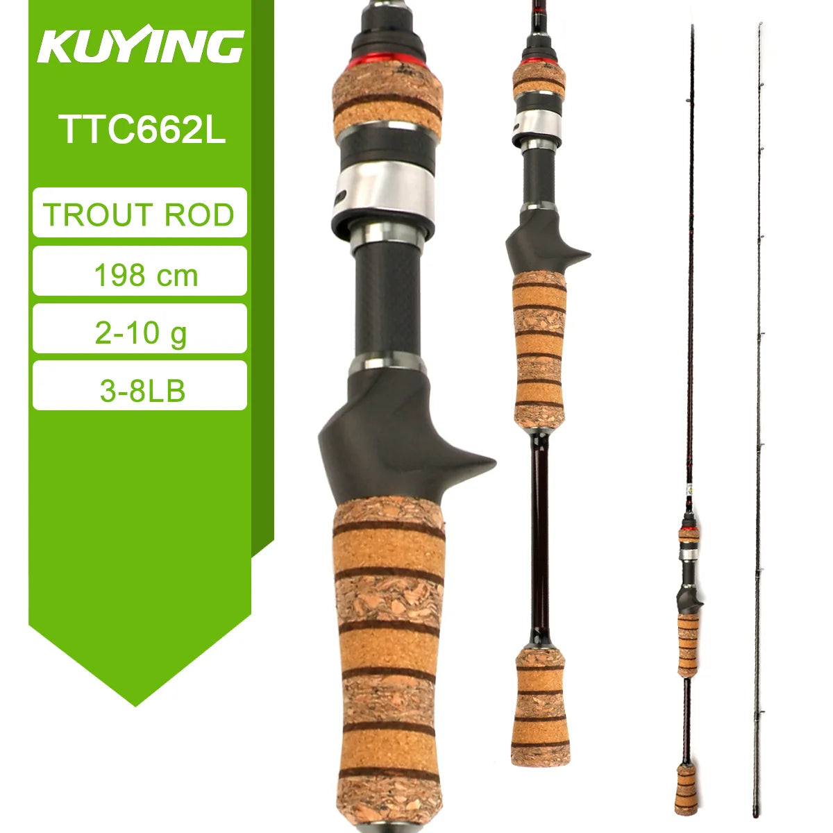 Kuying Teton Spinning Casting Rod BFS Pole Carbon 0.8-8g 1-8lb