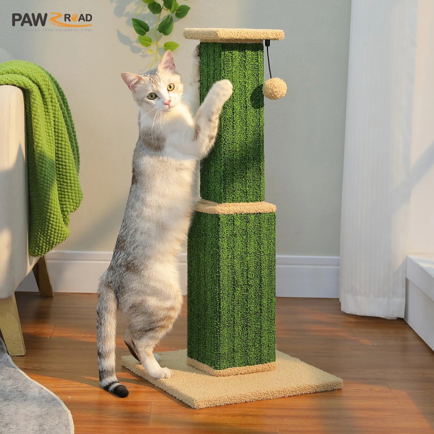 PAWZ Road Cat Scratching Post Indoor Tall With Dangling Sisal Ball