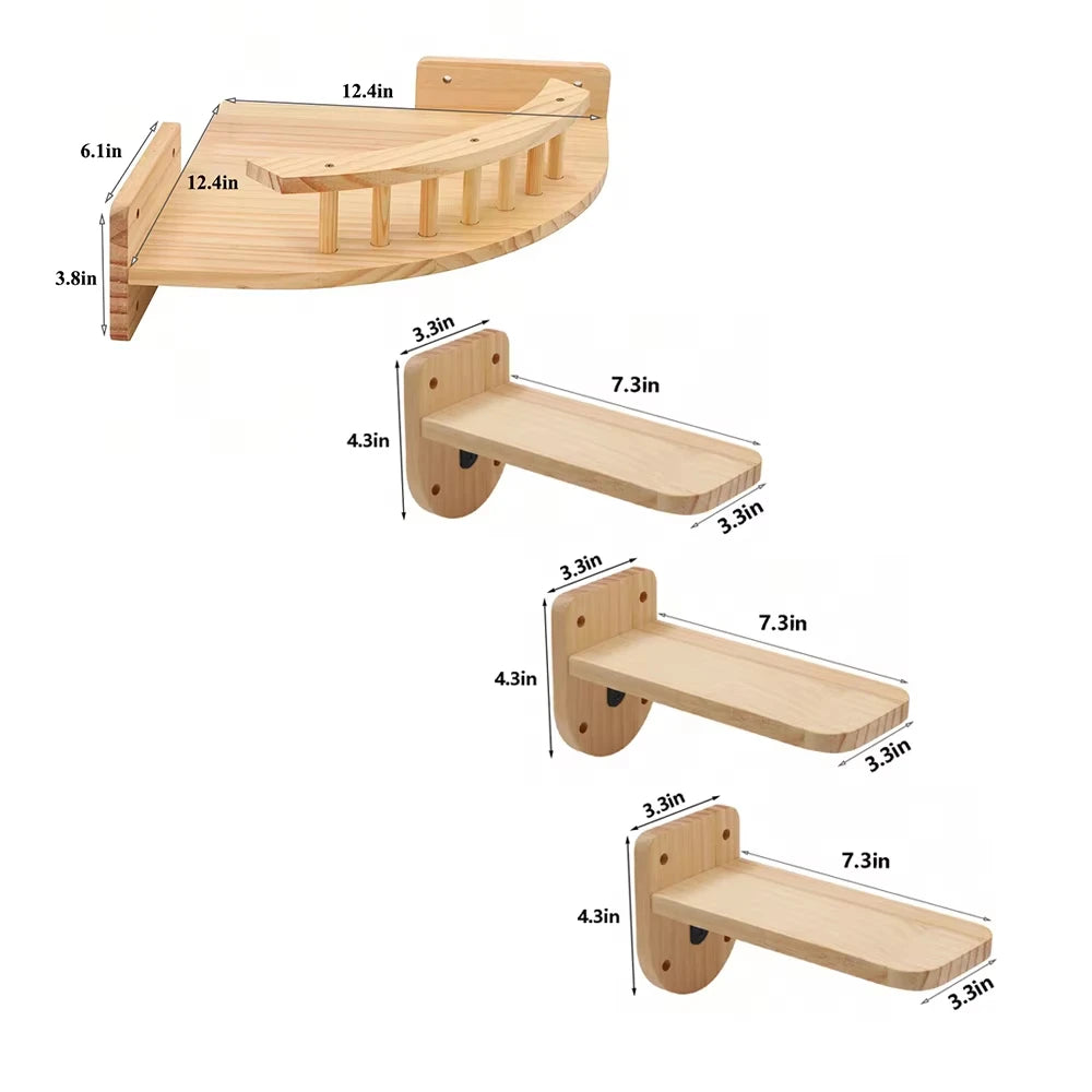 CWV Corner Hammock Cat Tree With Steps Wall Mount Furniture