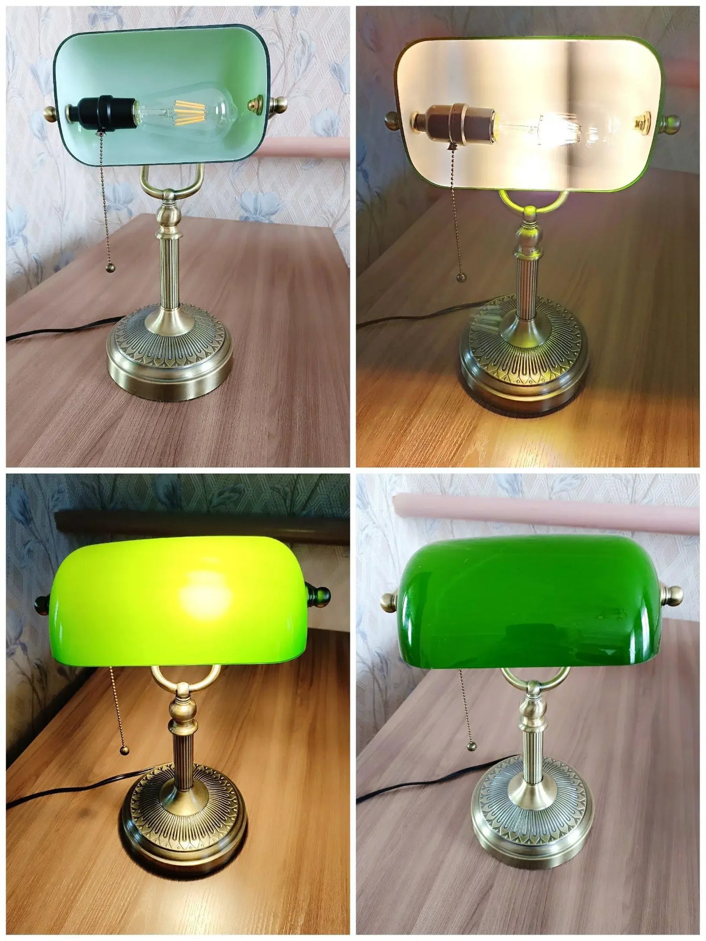 Desk lamp Table Light glass banker‘s lamp zipper switch for bedroom home stuy restaurant library office light night lamp