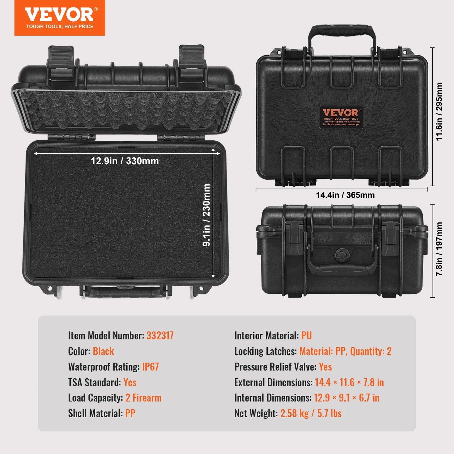 SucceBuy Hard Pistol Cases w/ Pre-cut PU Foam Lining Waterproof Dustproof Hard Gun Case for 1/2/5/6 Pistol Lockable Pistol Case