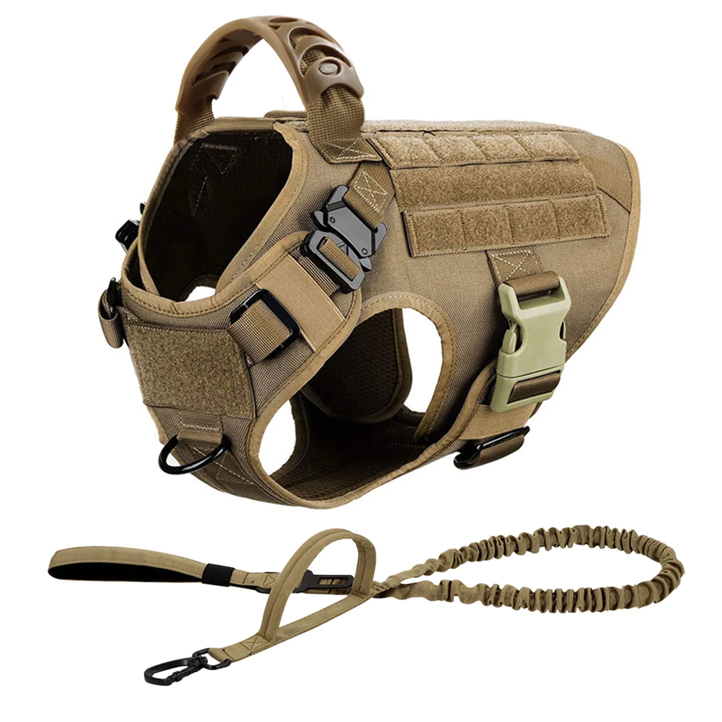 Rugged Tactical Dog Harness Leash Set No Pull Training