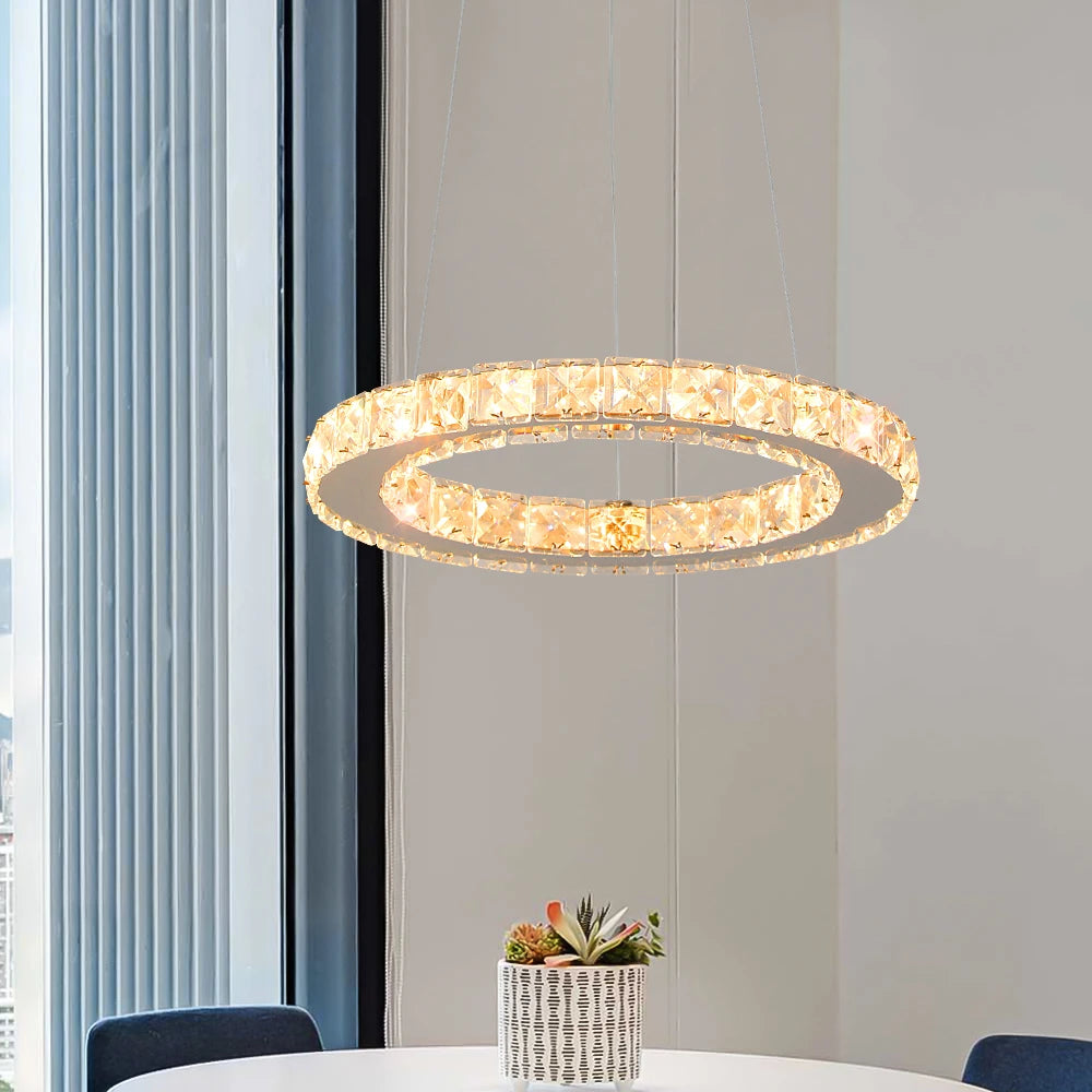 GreeLustr LED Crystal Pendant Light Dimmable Chandelier