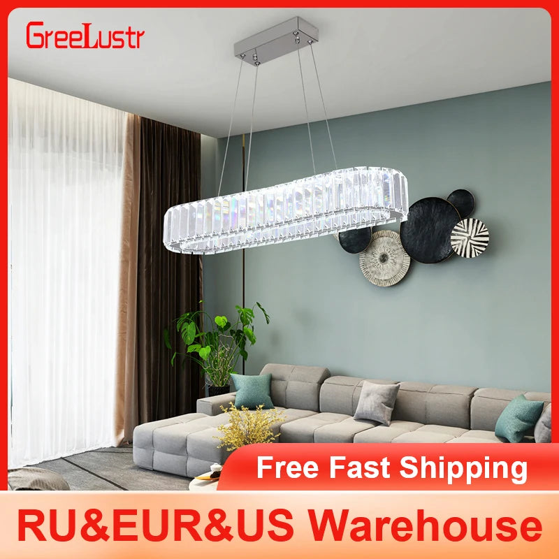 GreeLustr Modern Crystal Chandelier For Living Room Dining Area