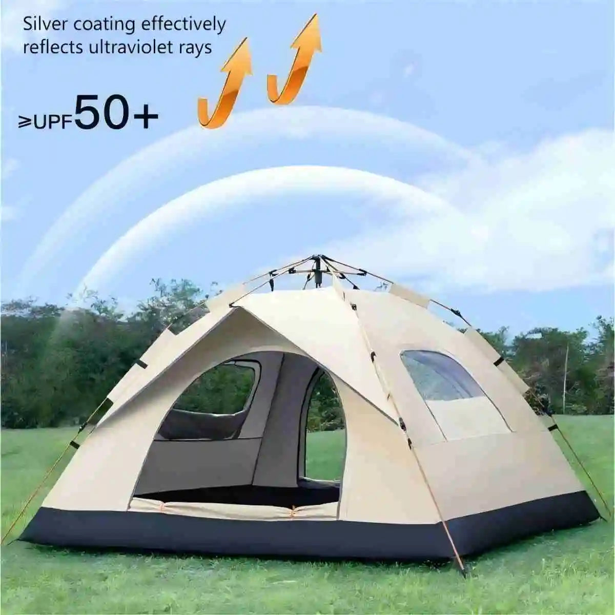 Pakicetus Outdoor Shelter Sunshade Camping Tent Two Doors Two Windows