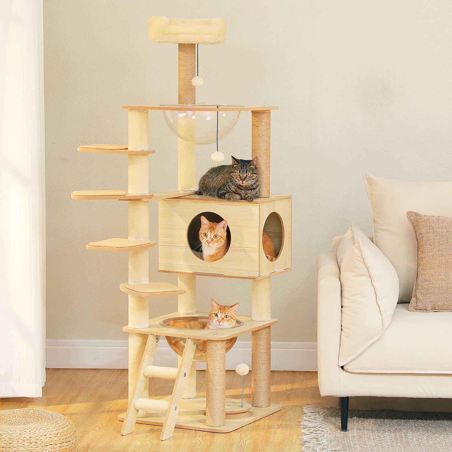 PAWZ Ro Multi-Level Cat Tree Indoor Wood Tower Deluxe