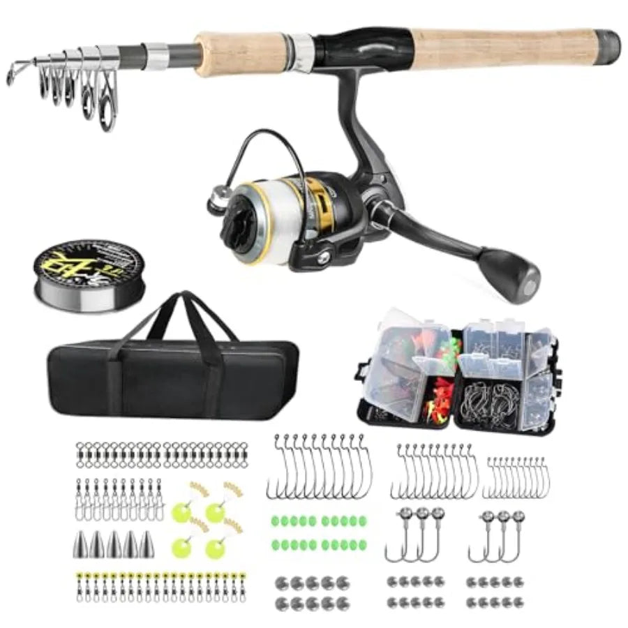Carbon Fiber Spinning Rod Combo Kit With 145 Accessories