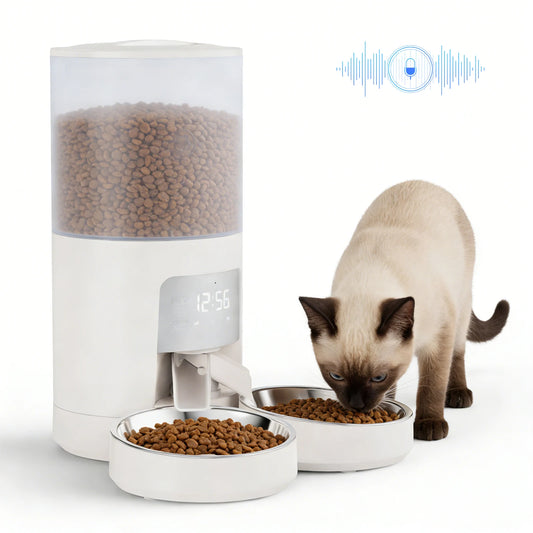 Automatic Cat Feeder With Dual Bowls Timed Dispenser