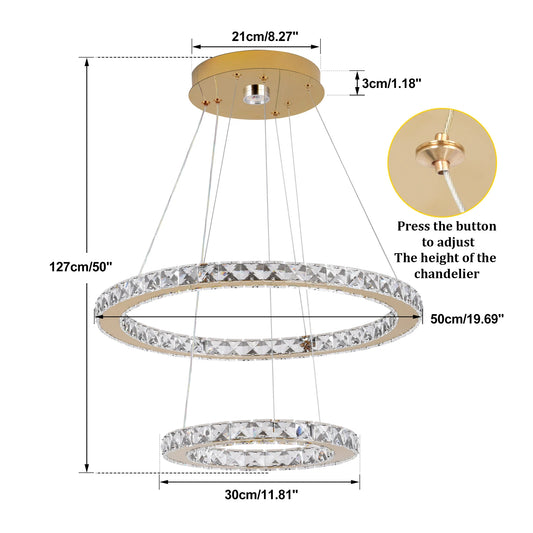GreeLustr LED Crystal Pendant Light Dimmable Chandelier