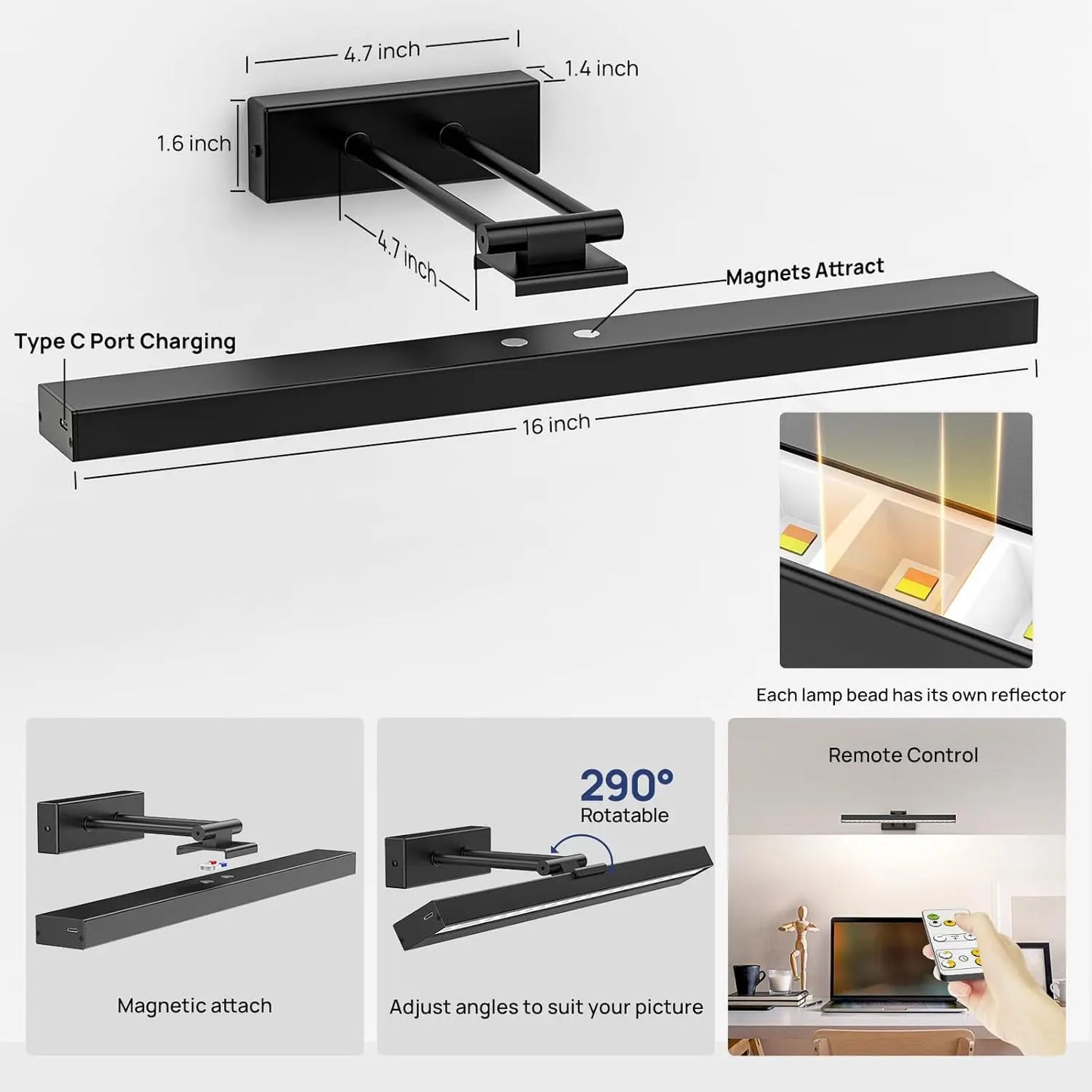 PRTILOUD CCT Dimmable Wireless Picture Light For Paintings
