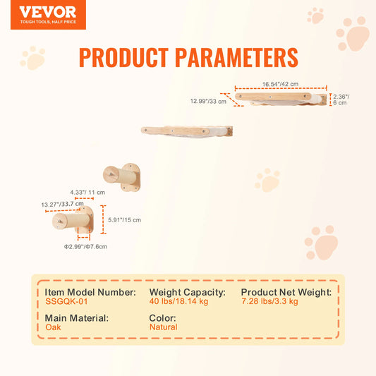 SucceBuy Wall Mounted Cat Shelves And Perches Cat Tree Kit