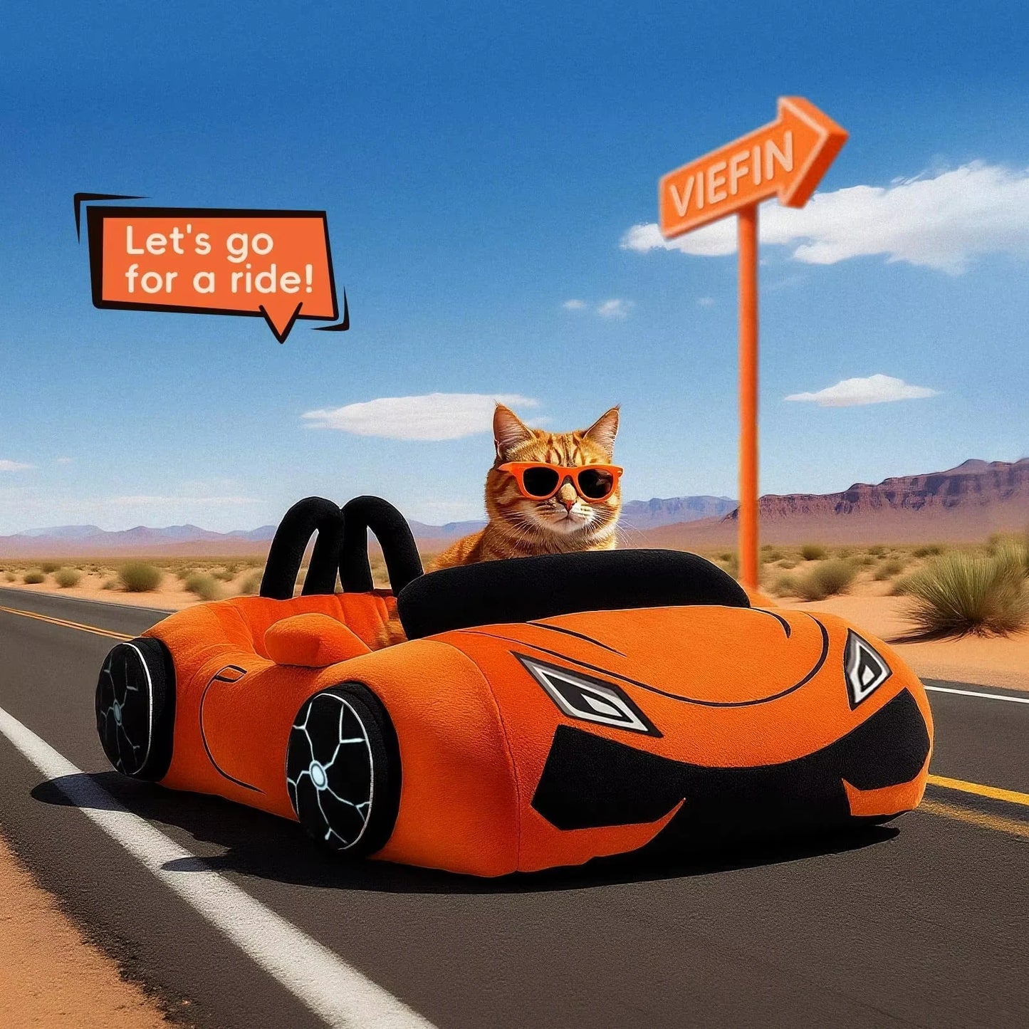 CWV Cute Cat Bed Supercar Style Cozy Washable Pet Mat
