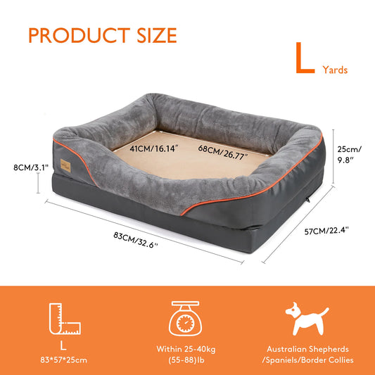BINGOPAW Dog Bed With Removable Washable Cover And Waterproof Foam