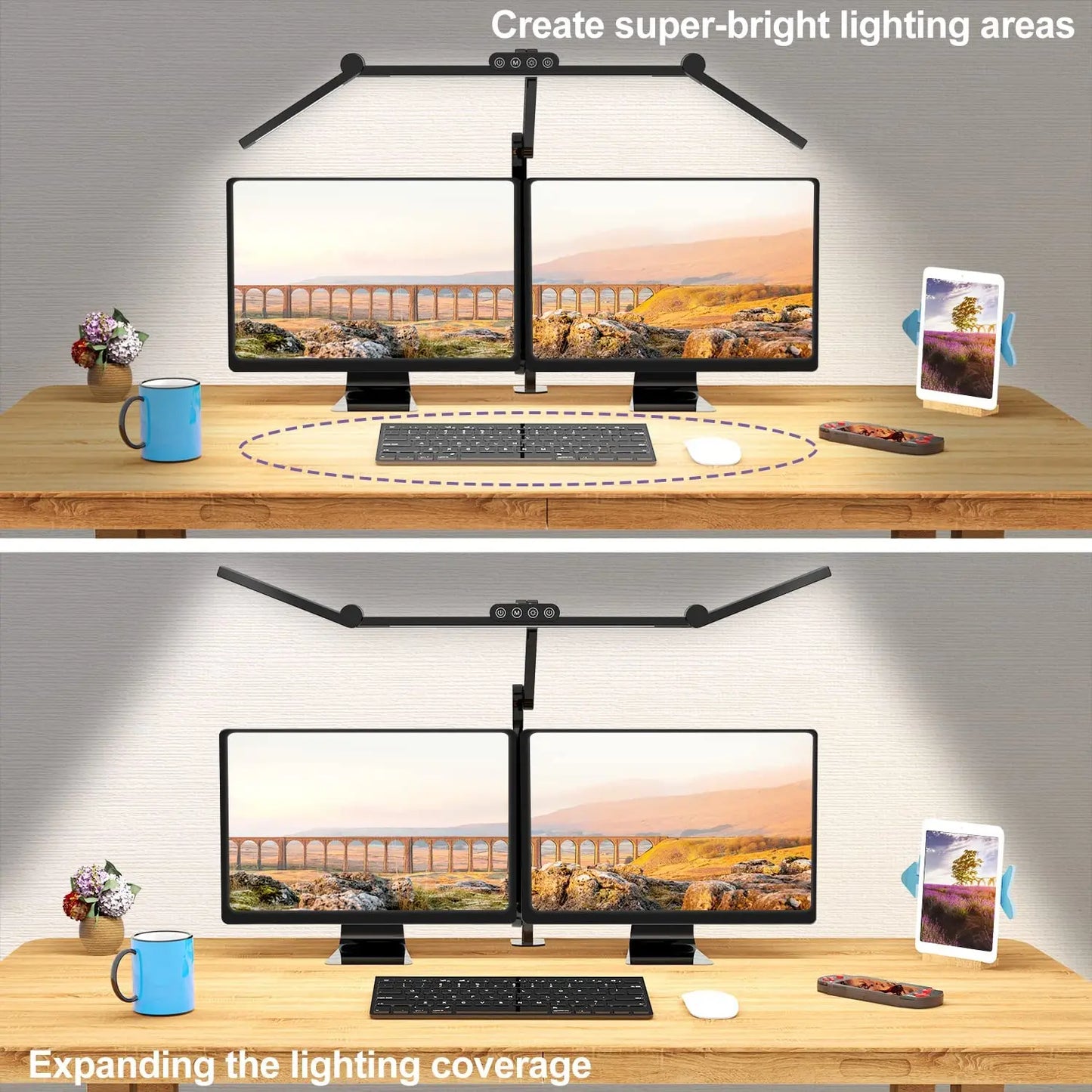 Aiopp Three Head Desk Lamp With Memory Function And Five Color Temperatures LED