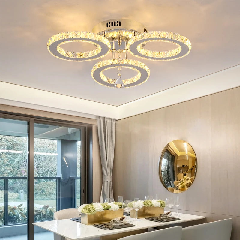 VETRULUS Modern Crystal LED Chandelier Ceiling Light Pendant Fixture