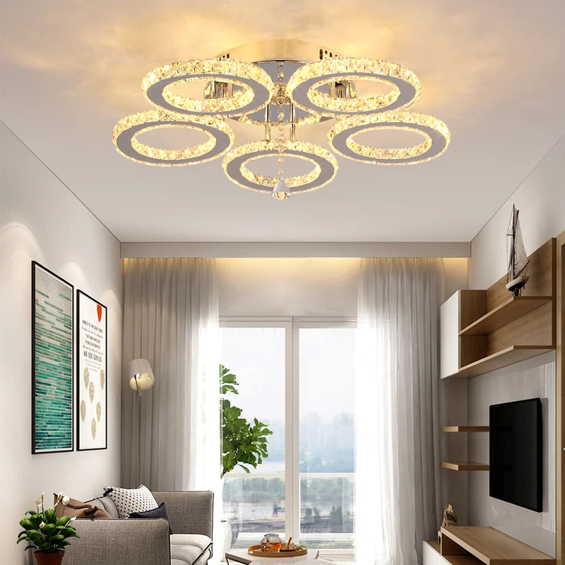 VETRULUS Modern Crystal LED Chandelier Ceiling Light Pendant Fixture